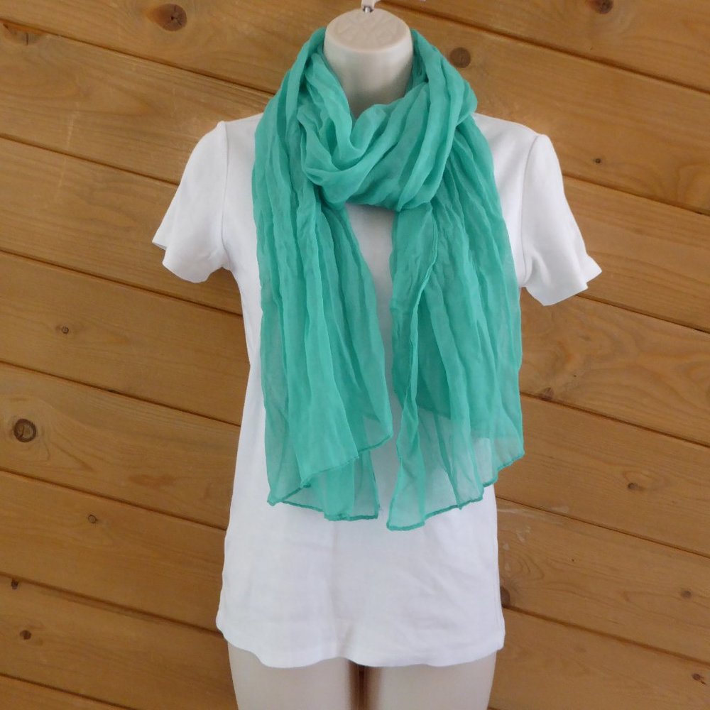 Mint Green Solid Crinkle Basic Scarf Wrap Shawl